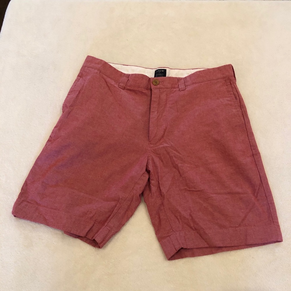 J. Crew Gramercy Flat Front Heather Red Oxford Shorts